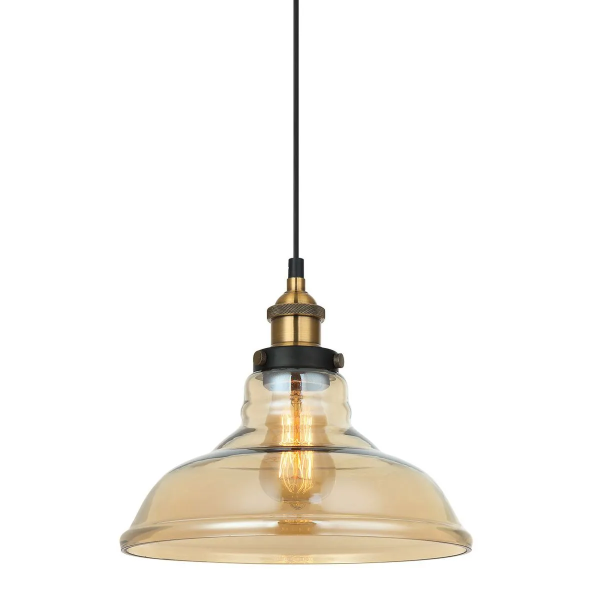 Hubert, retro lampa wisząca, czarno złota, E27, MDM-2381/1 GD+AMB